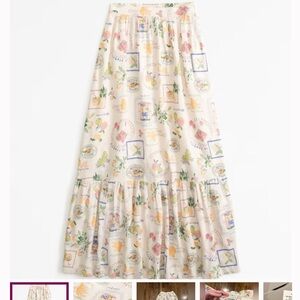 Abercrombie & Fitch Pink Cream Tiered Maxi Skirt